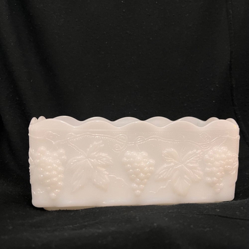 Milk Glass / Napkin -Utensil holder